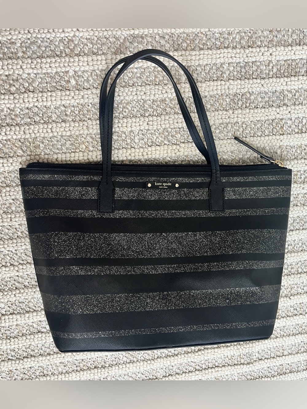 Kate Spade ♠️ Tote Handbag Black & Black Glitter